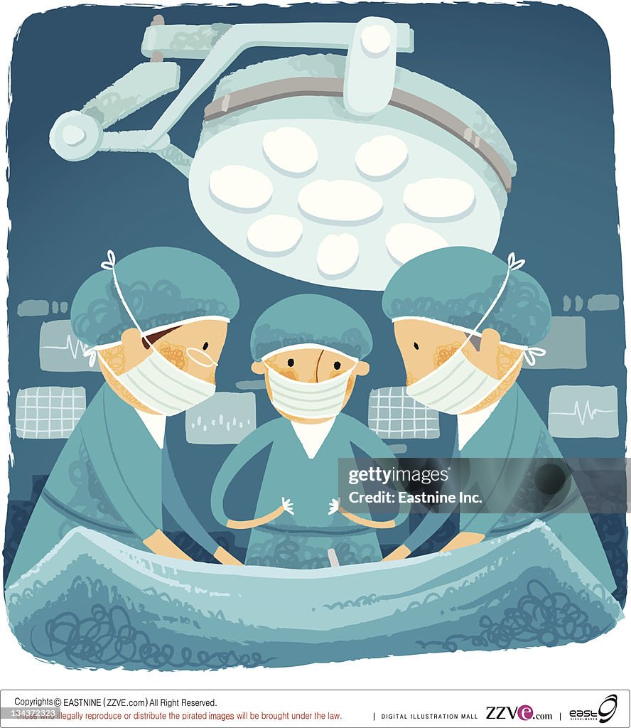 Surgical team performing surgery in hospital