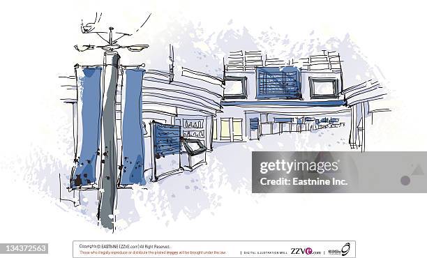 street exterior - utility pole stock illustrations