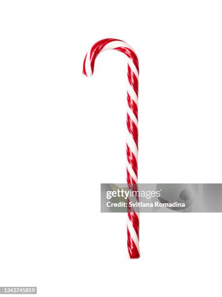 candy cane isolated on white background - christmas bauble isolated stock pictures, royalty-free photos & images