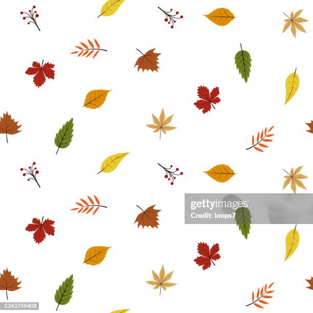 seamless colorful autumn leaf pattern - pixel perfect - foliate pattern stock illustrations