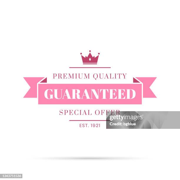 trendy pink badge - guaranteed, premium quality, special offer - limited edition stock illustrations