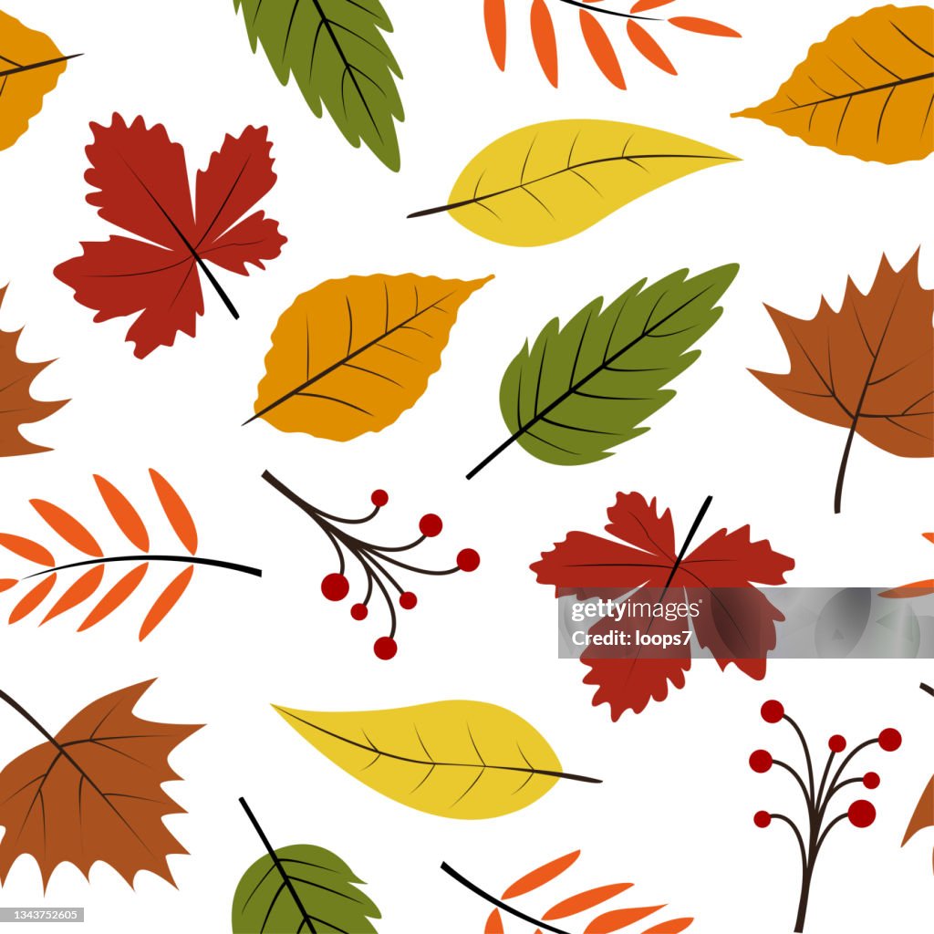 Seamless Colorful Autumn Leaf Pattern - Pixel Perfect