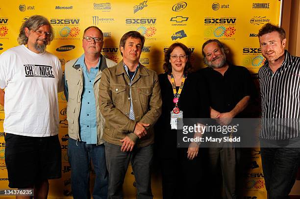 Co-founders Nick Barbaro, Roland Swenson, director Alan Berg Producer of SXSW Janet Pierson, SXSW co-founder Louis Black and Bill Davis attend the...