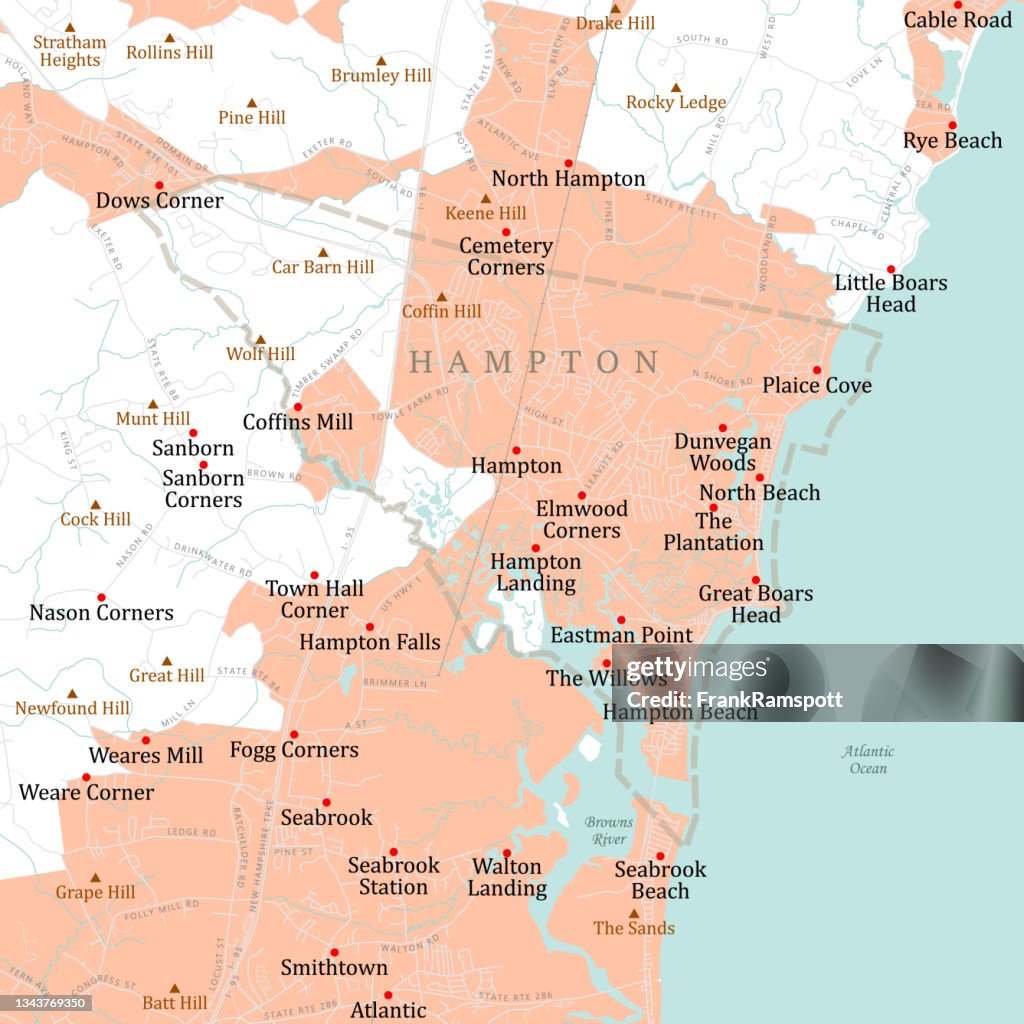 NH Rockingham Hampton Vector Road Map