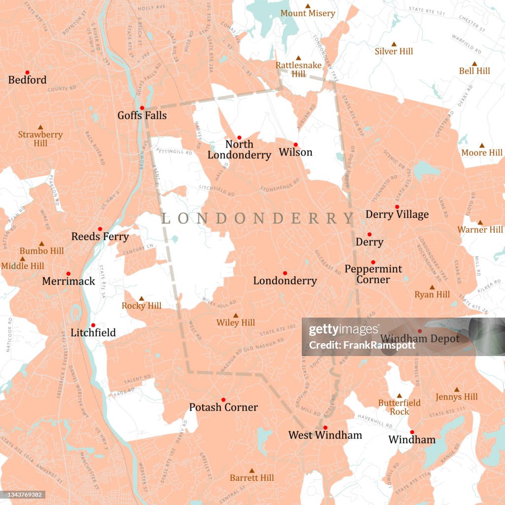 NH Rockingham Londonderry Vector Road Map