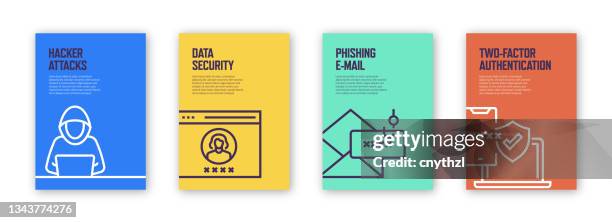 cyber security concept template layout design. modern brochure, book cover, flyer, poster design template - promo code stock illustrations