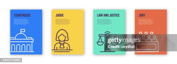 law and justice concept template layout design. modern brochure, book cover, flyer, poster design template - 陪審團 幅插畫檔、美工圖案、卡通及圖標