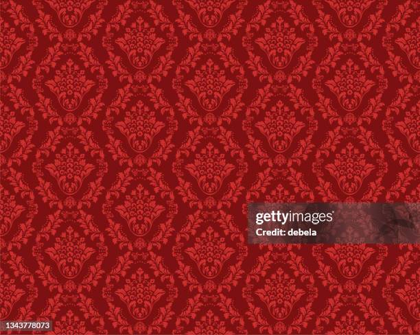 bildbanksillustrationer, clip art samt tecknat material och ikoner med red victorian damask luxury decorative fabric pattern - fransk kultur