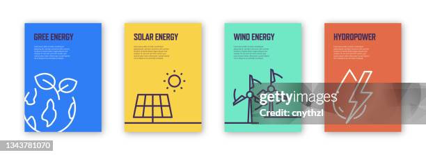 green energy concept template layout design. moderne broschüre, buchcover, flyer, poster design vorlage - sonnenenergiegerät stock-grafiken, -clipart, -cartoons und -symbole