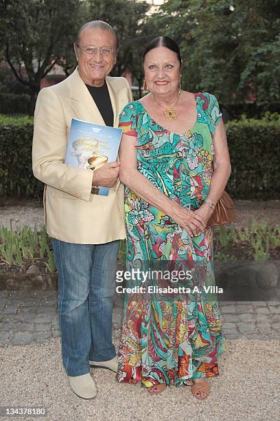 Tony Renis and wife Elettra Morini arrive at the 2010 Globo D'Oro Awards at Villa Massimo on July 1, 2010 in Rome, Italy.