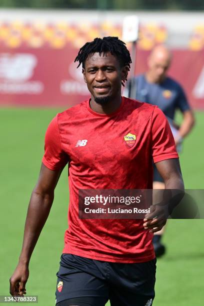 Amdou Diawara during an AS Roma training session at Centro Sportivo Fulvio Bernardini on September 29, 2021 in Rome, Italy.