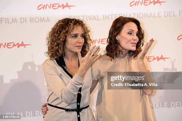 Actresses Valeria Golino and Antonella Ponziani attend the 'La Scuola E Finita' photocall during The 5th International Rome Film Festival at...