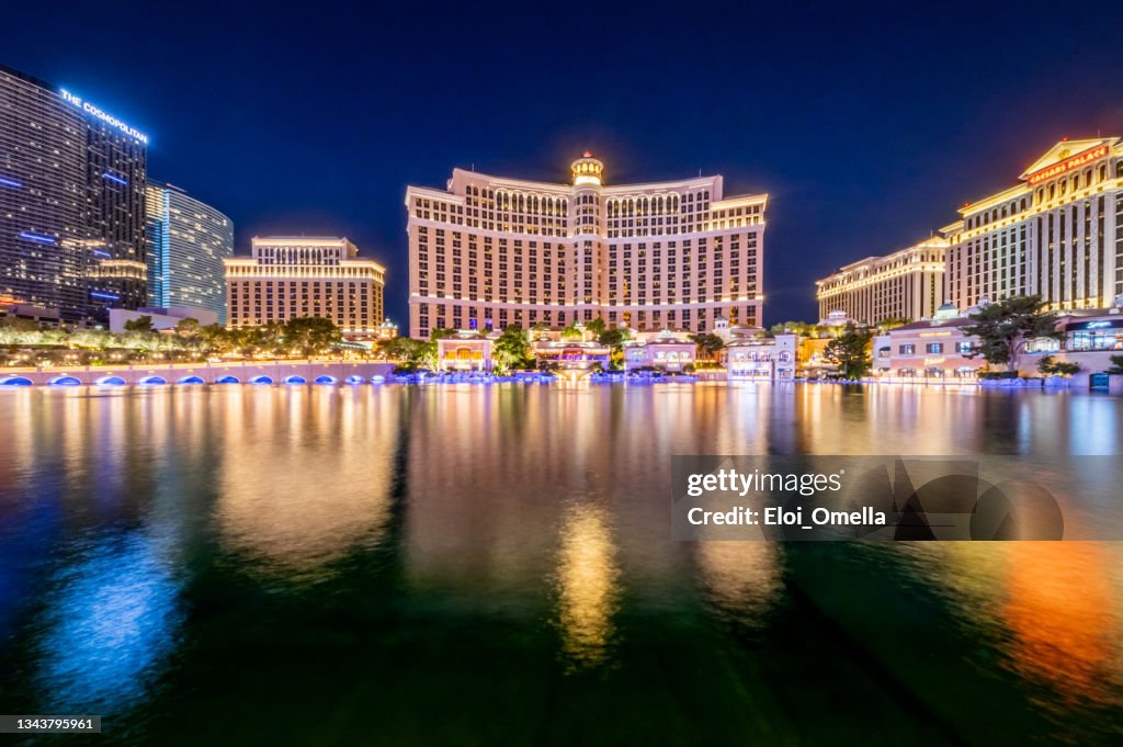 Bellagio + Cosmopolitan + caesars palace di notte - Las Vegas
