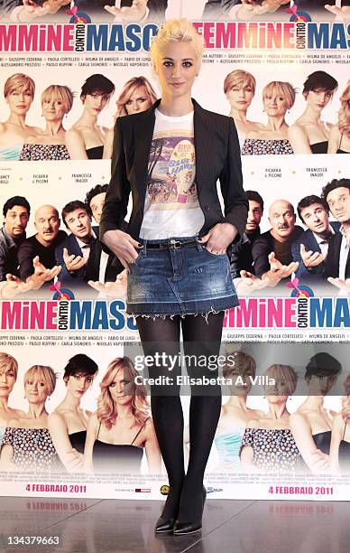 Italian actress Francesca Inaudi attends "Femmine Contro Maschi" photocall at Adriano Cinema on January 28, 2011 in Rome, Italy.