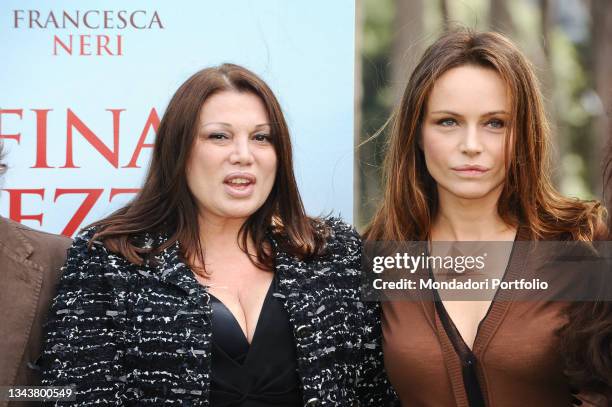 Italian actresses Frrancesca Neri and Serena Grandi at the photocall of the film Una Sconfinata Giovinezza at Casa del Cinema. Rome , October 14th,...