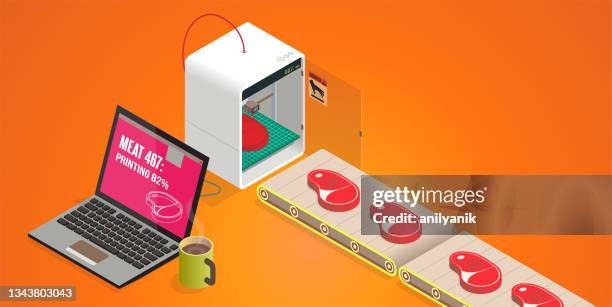 artificial food - 3 d printer stock illustrations