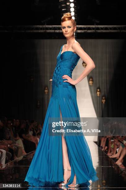 Model walks the runway during Rami Al Ali fashion show as part of AltaRoma AltaModa Autumn/Winter 2010 on July 12, 2010 in Rome, Italy.