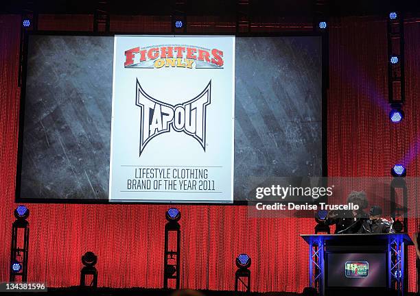 Tap Out wins the Best Lifestyle Clothing of the Year Award at the 2011 Fighters Only World Mixed Martial Arts Awards at the Palms Casino Resort on...