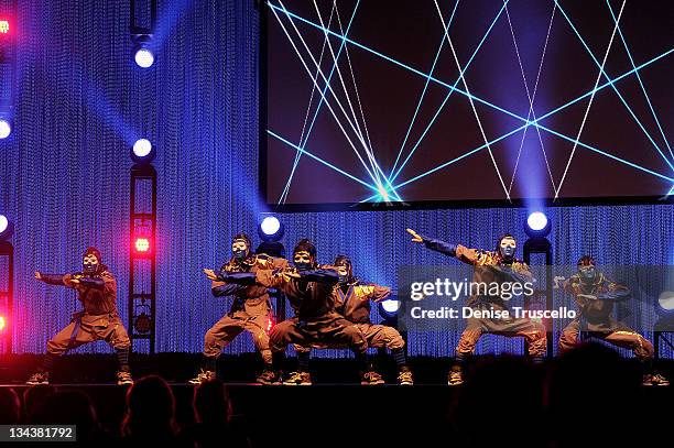 Jabbawockeez perform at the 2011 Fighters Only World Mixed Martial Arts Awards at the Palms Casino Resort on November 30, 2011 in Las Vegas, Nevada.