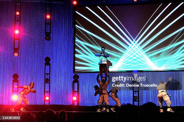 Jabbawockeez perform at the 2011 Fighters Only World Mixed Martial Arts Awards at the Palms Casino Resort on November 30, 2011 in Las Vegas, Nevada.