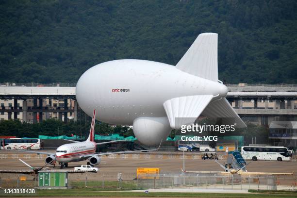 China Electronics Technology Group Corp. Aerial blimp is on display during the 13th China International Aviation and Aerospace Exhibition on...