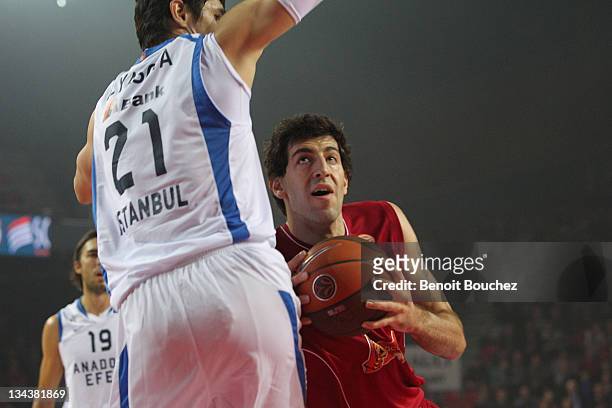 Tornike Shengelia, #20 of Belgacom Spirou Basket in action during the 2011-2012 Turkish Airlines Euroleague Regular Season Game Day 7 between...