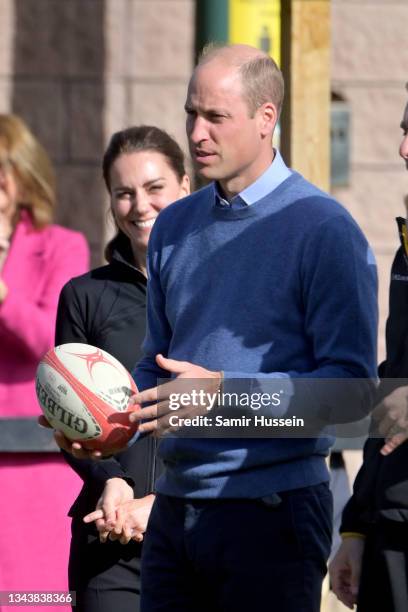 Prince William, Duke of Cambridge and Catherine, Duchess of Cambridge visit the City of Derry Rugby Club to meet with players, coaches and volunteers...