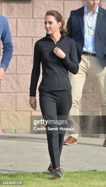 Catherine, Duchess of Cambridge visits the City of Derry Rugby Club to meet with players, coaches and volunteers involved in the ‘Sport Uniting...