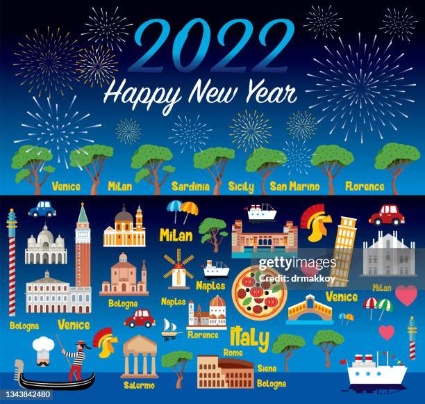 happy new year italy - naples stock illustrations