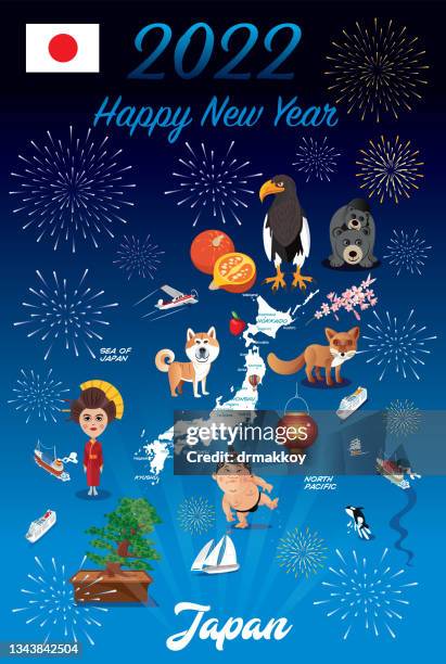 happy new year japan - takayama japan stock illustrations