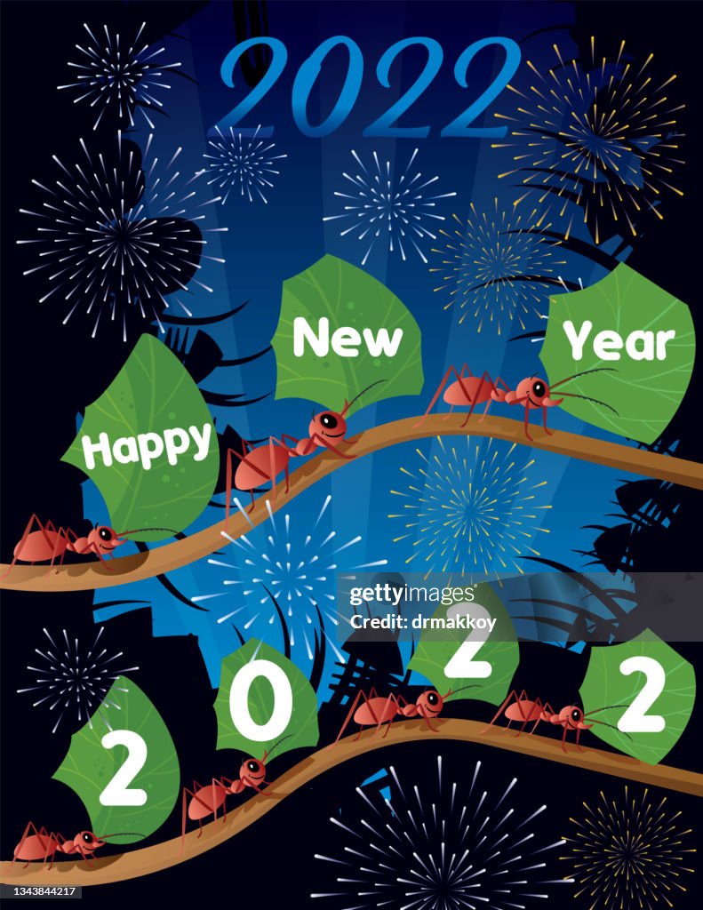 Ants celebrating new year in tropical forest