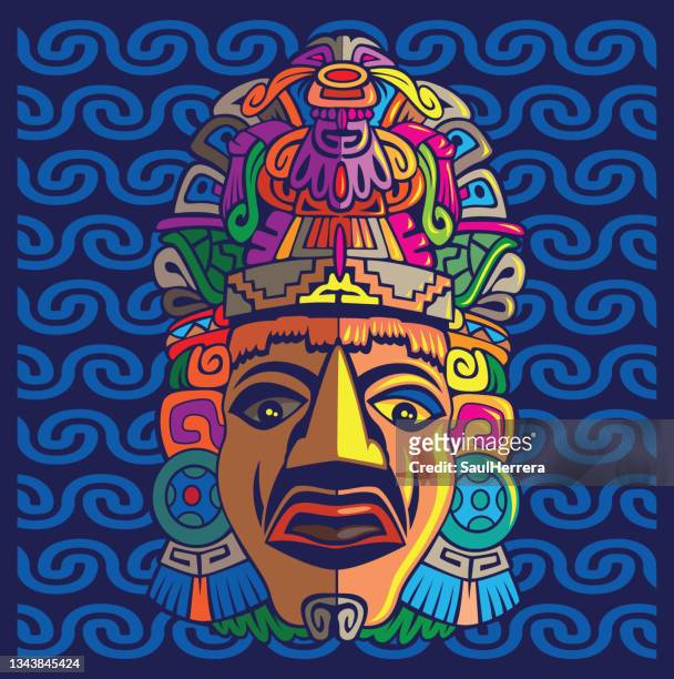 stockillustraties, clipart, cartoons en iconen met print - ancient mayan gods