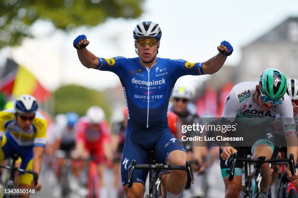Fabio Jakobsen of Netherlands and Team Deceuninck - Quick-Step celebrates winning during the 80th Eurométropole Tour 2021 a 177,6km race from La...
