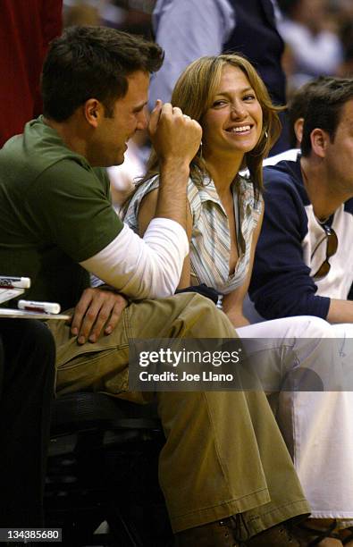 Jennifer Lopez and Ben Affleck during Jennifer Lopez and Ben Affleck Attend Lakers-Spurs Game 4 of Western Conference Semifinals at The Staples...