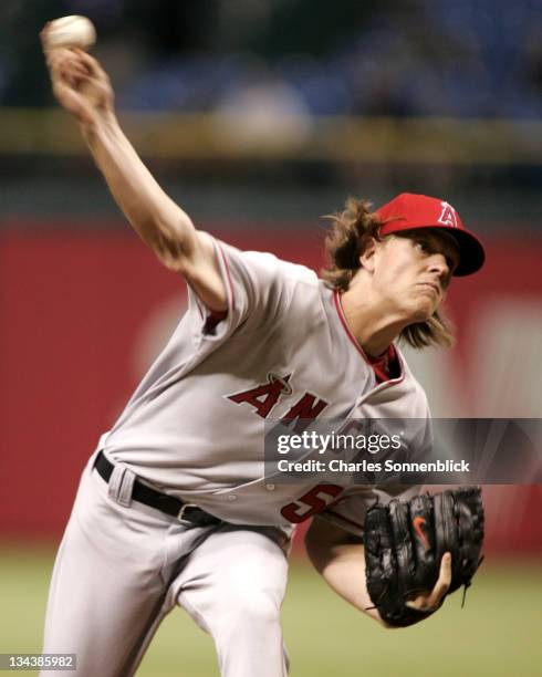Angels starting pitcher Jered Weaver allowed only two runs against the Devil Rays on June 7th 2006 at Tropicana Field in St. Petersburg, FL.