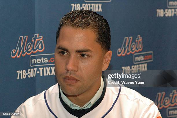 New York Mets centerfielder Carlos Beltran during a press conference to kick off their "Winter Caravan" at the New York Public Library in New York...