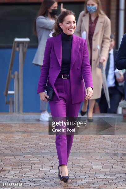 Catherine, Duchess of Cambridge tours the Ulster University Magee Campus on September 29, 2021 in Londonderry, Northern Ireland.