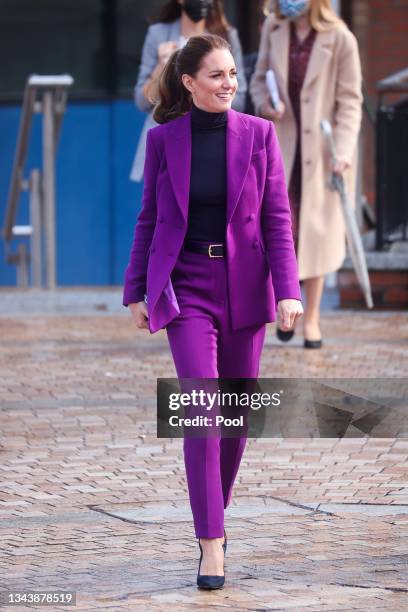 Catherine, Duchess of Cambridge tours the Ulster University Magee Campus on September 29, 2021 in Londonderry, Northern Ireland.