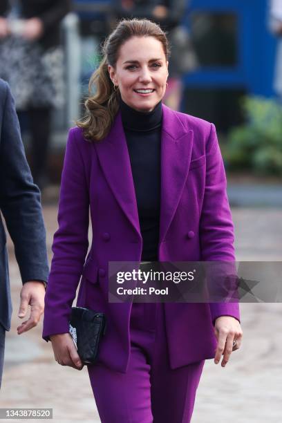 Catherine, Duchess of Cambridge tours the Ulster University Magee Campus on September 29, 2021 in Londonderry, Northern Ireland.