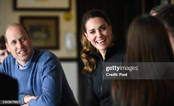 Prince William, Duke of Cambridge and Catherine, Duchess of Cambridge visit the City of Derry Rugby Club on September 29, 2021 in Londonderry,...