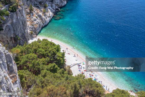 nugal beach, makarska, dalmatian coast, adriatic sea, split-dalmatia, croatia - マカルスカ ストックフォトと画像