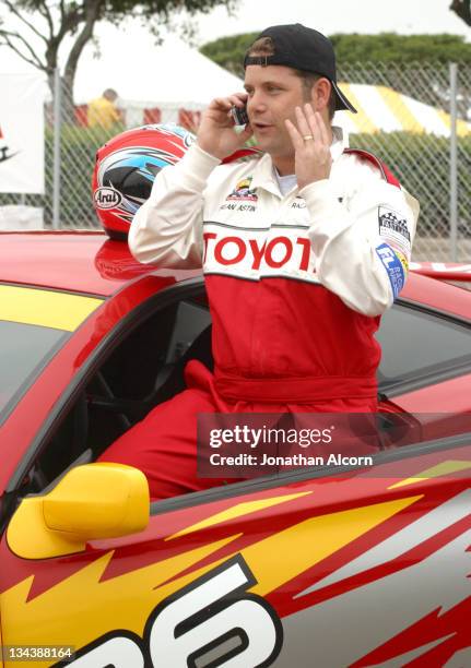 Sean Astin during 2004 Toyota Long Beach Grand Prix Pro/Celebrity Race - Press Day at L.B. Grand Prix Pit Lane in Long Beach, California, United...