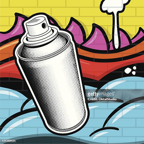 spray can and grafitti - graffiti wall stock illustrations