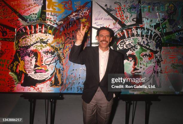 Peter Max attends People for the American Way Benefit Party at AM Record Studios in Hollywood, California on August 29, 1990.