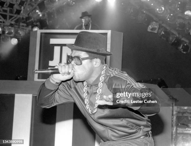 American rapper Darryl McDaniels, aka DMC, and American musician and DJ Jason Mizell, aka Jam Master Jay, of the American hip hop group RUN-DMC,...