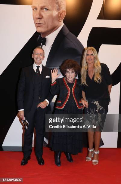 Roberto Stabile, President of Lucana Film Commission, Gina Lollobrigida and Tiziana Rocca attend the "No Time To Die" special screening on September...