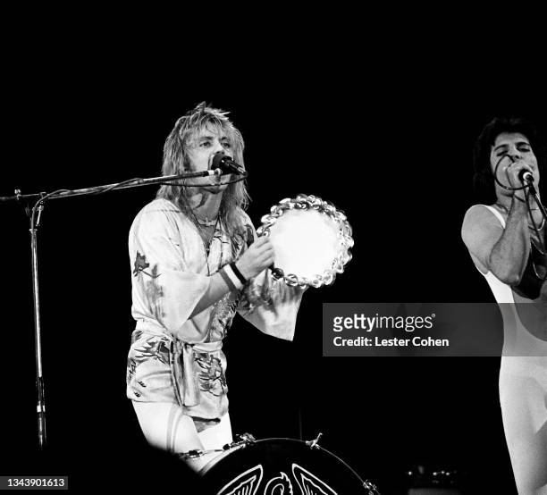 English musician, singer-songwriter and multi-instrumentalist Roger Taylor and British singer, songwriter, record producer, and lead vocalist Freddie...