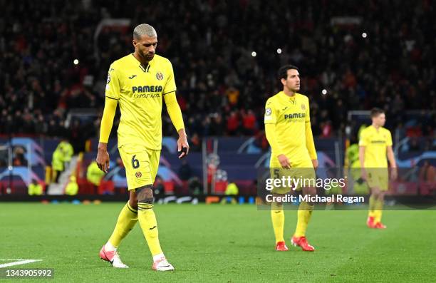 Etienne Capoue of Villarreal CF looks dejected after the UEFA Champions League group F match between Manchester United and Villarreal CF at Old...