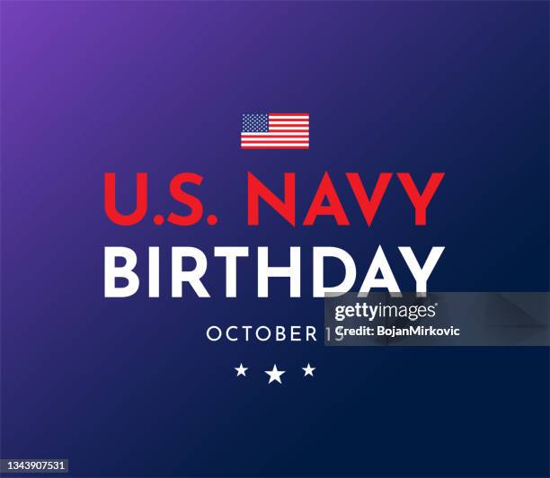 stockillustraties, clipart, cartoons en iconen met u.s. navy birthday, october 13.  vector - birthday flag