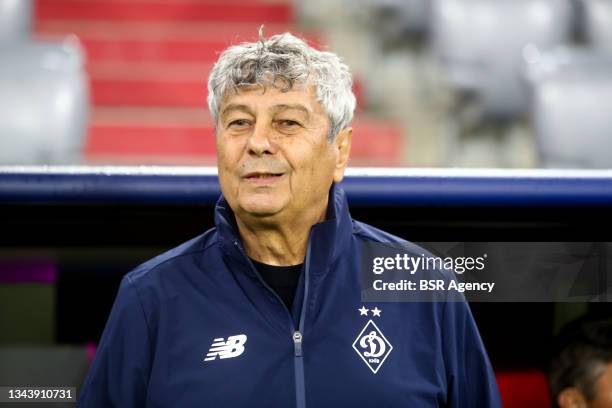 Coach Mircea Lucescu of Dynamo Kiev during the UEFA Champions League Group Stage match between Bayern Munchen and Dinamo Kiev at Allianz Arena on...